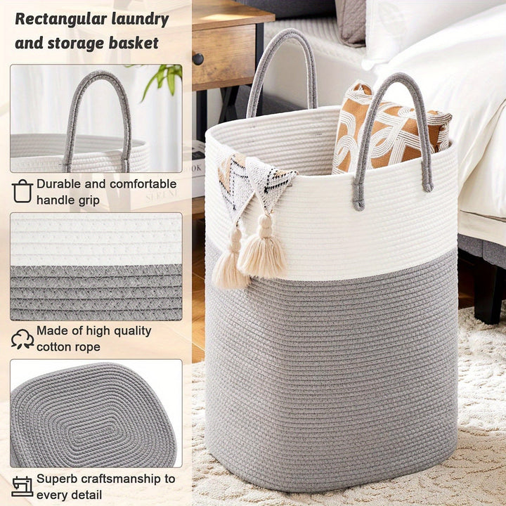 Modern large woven laundry & storage basket. Organize your home with this durable, practical solution.
