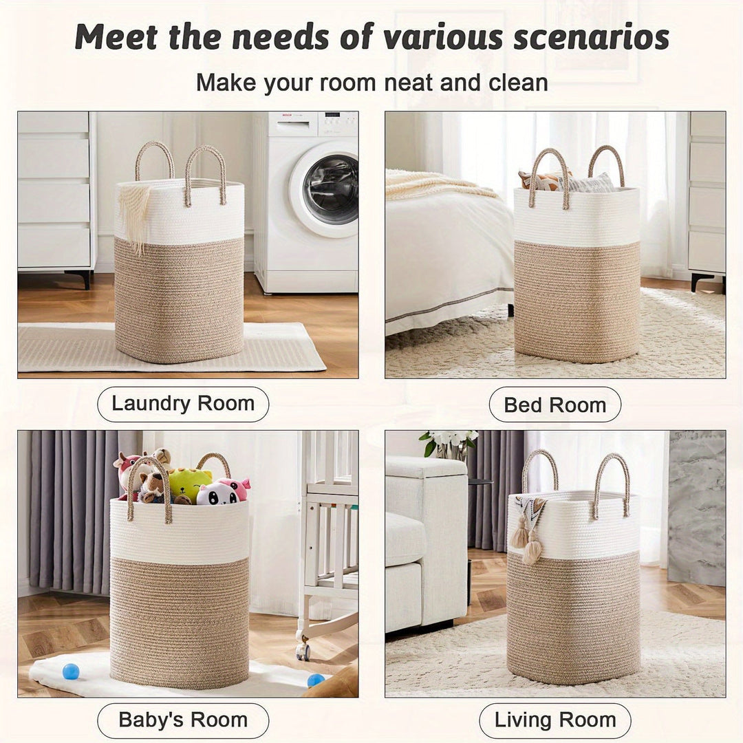 Unisex large woven storage basket for laundry & household items. Keep your home decluttered.
