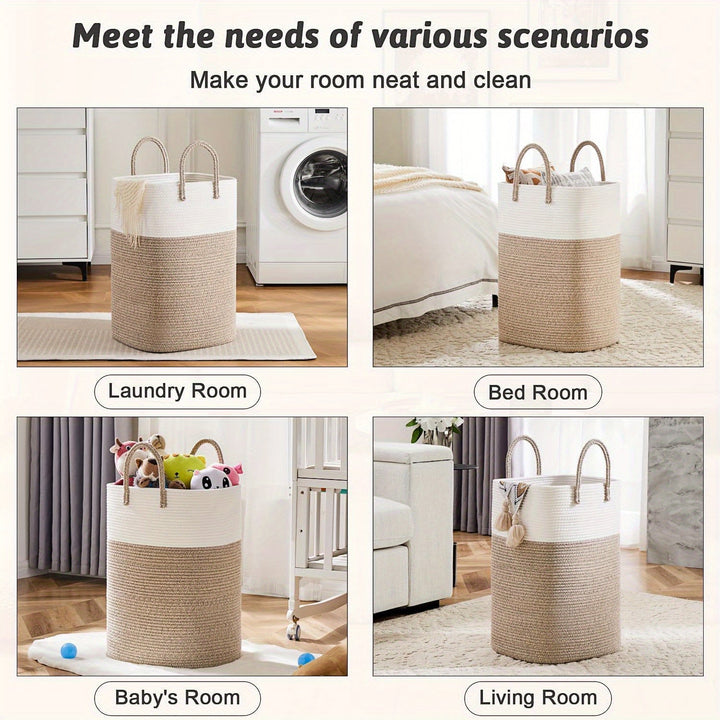 Unisex large woven storage basket for laundry & household items. Keep your home decluttered.