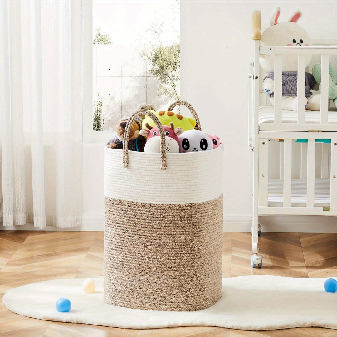 Handy extra large woven storage basket in cotton. Perfect for laundry and keeping your home tidy.