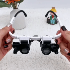 "LED magnifying glasses with adjustable 8x, 15x, 23x lenses and illuminated feature for precision work and detail viewing."