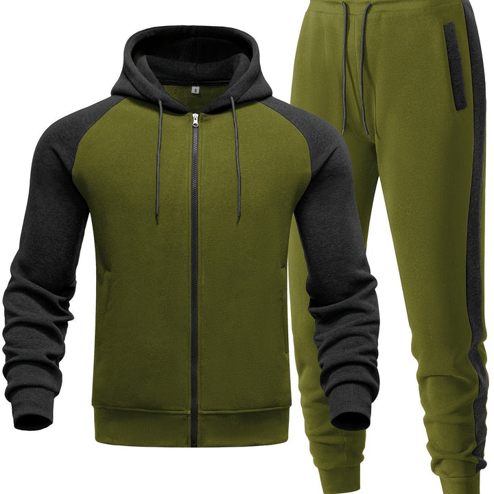 Matching men's hoodie and jogger set, offering a cohesive sporty style and everyday comfort.