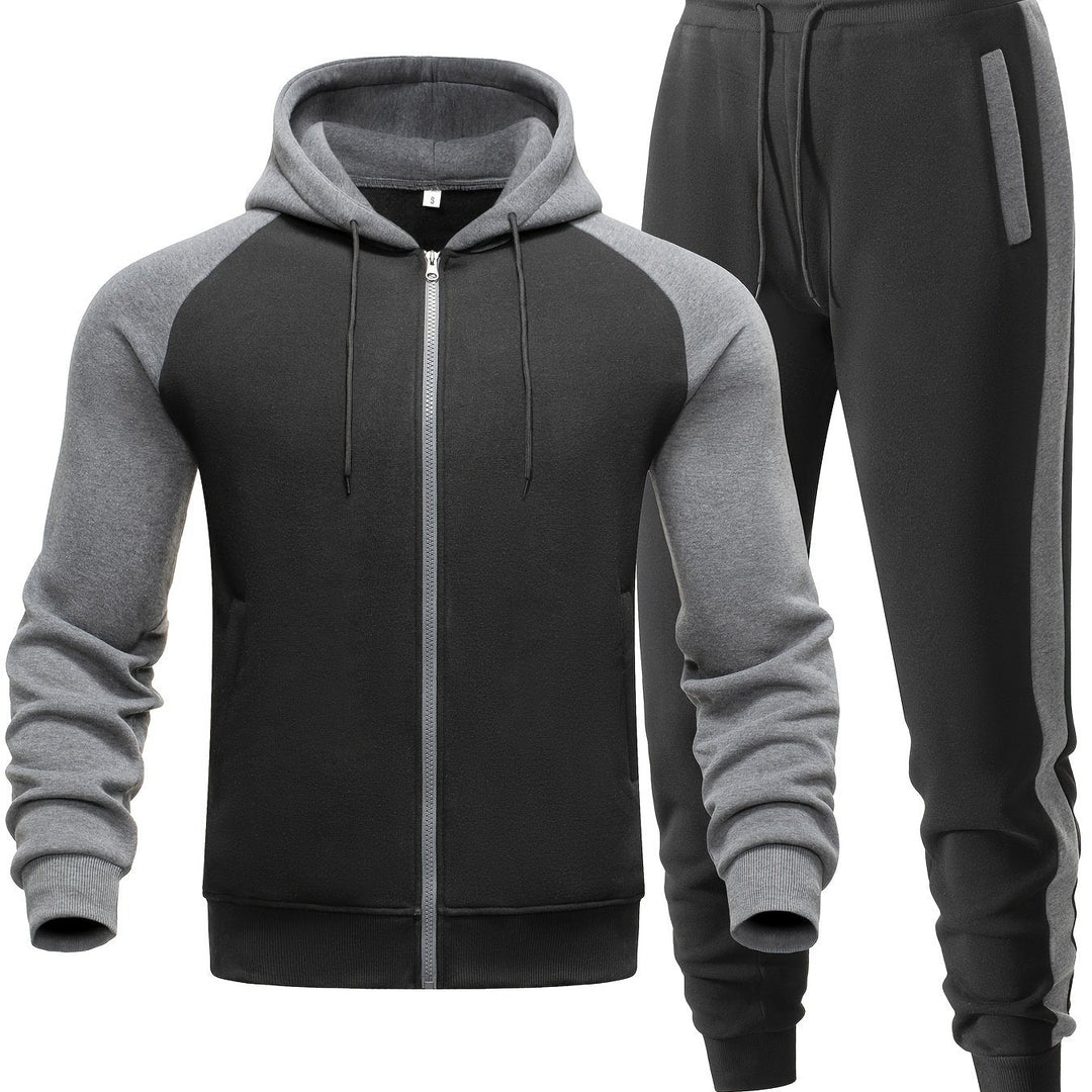 Men's casual athletic set: comfortable hoodie and joggers for versatile everyday wear and sporty look.
