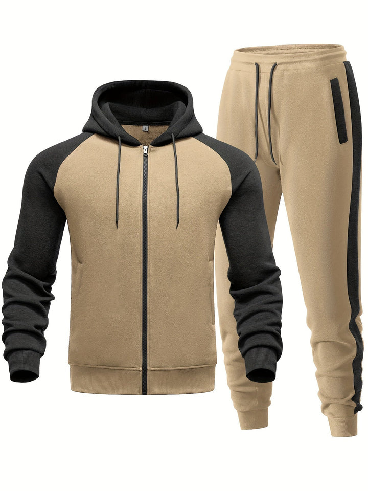 Comfortable men's loungewear set, a soft matching hoodie and jogger combo for relaxation.