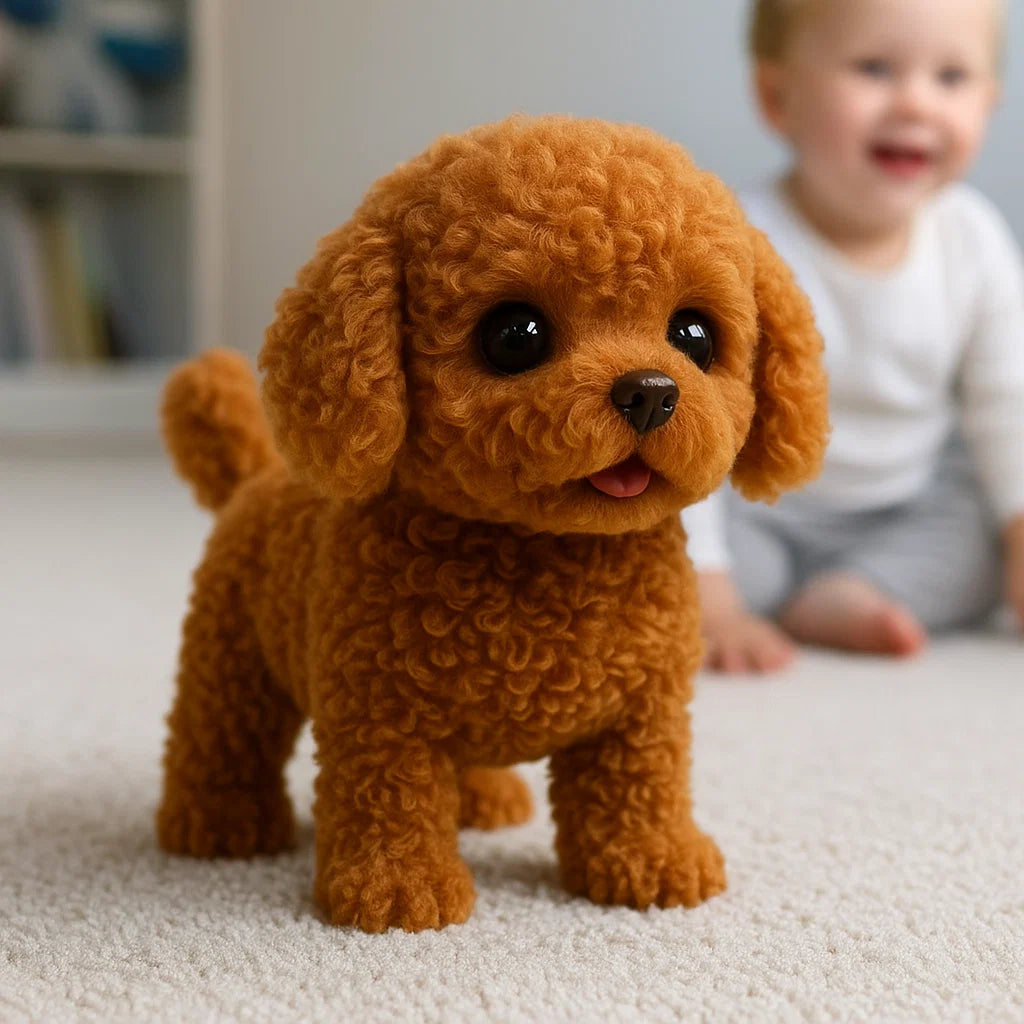 Realistic interactive puppy plush toy, detailed design. Perfect gift for kids & adults who love animals. Soft, engaging fun.