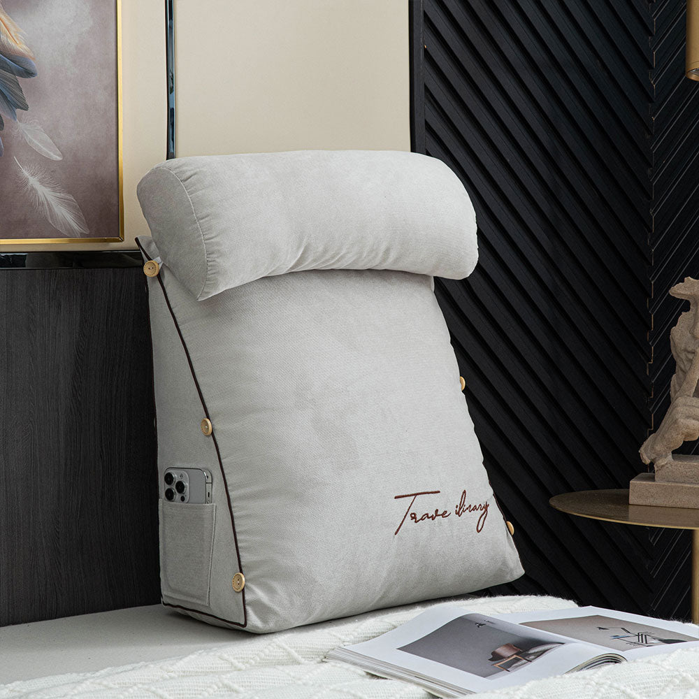Versatile sofa cushion, acting as an ergonomic reading pillow for comfortable lounging & back support.