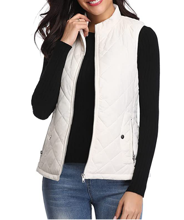 Versatile women's fashion vest, lightweight & padded for stylish layering in spring/autumn casual wear.