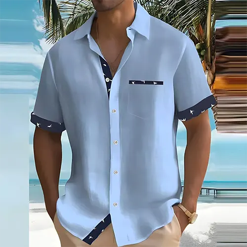 New men's lightweight short sleeve summer shirt, breathable and stylish for men's fashion.