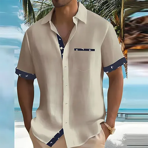 Men's short sleeve summer shirt. Lightweight, breathable top for everyday style and comfort.