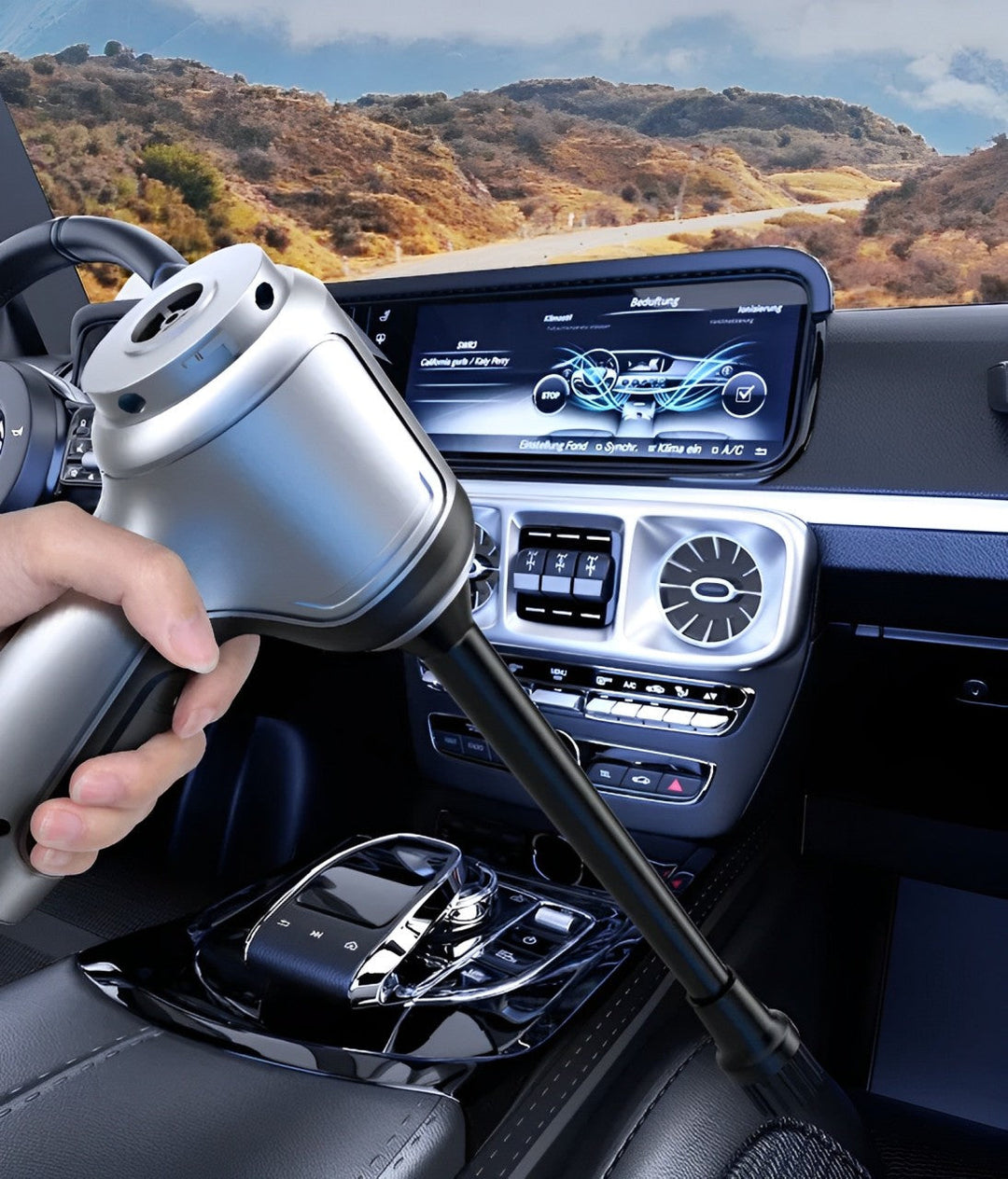 "Lightweight cordless car vacuum with 95000Pa suction, sleek design, black color, perfect for car and home cleaning."