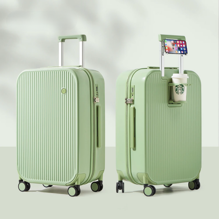 Sleek hardshell spinner suitcase, lightweight and durable. Perfect travel luggage for short or long journeys.