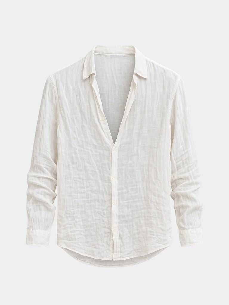 Tailored fit men's long sleeve casual shirt, perfect for summer fashion, holiday, & everyday elegance.