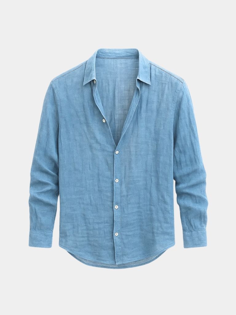 Men's fashion long sleeve casual shirt, tailored fit, lightweight for summer comfort & versatile style.