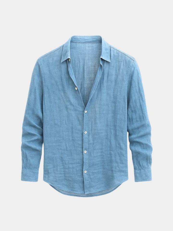 Men's fashion long sleeve casual shirt, tailored fit, lightweight for summer comfort & versatile style.