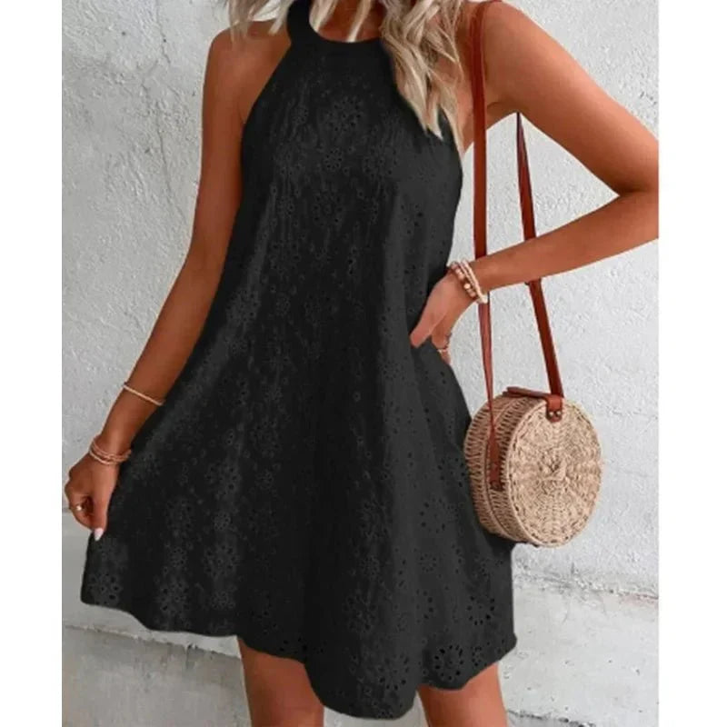 Stylish women's sleeveless mini dress, an effortless addition to any summer wardrobe.
