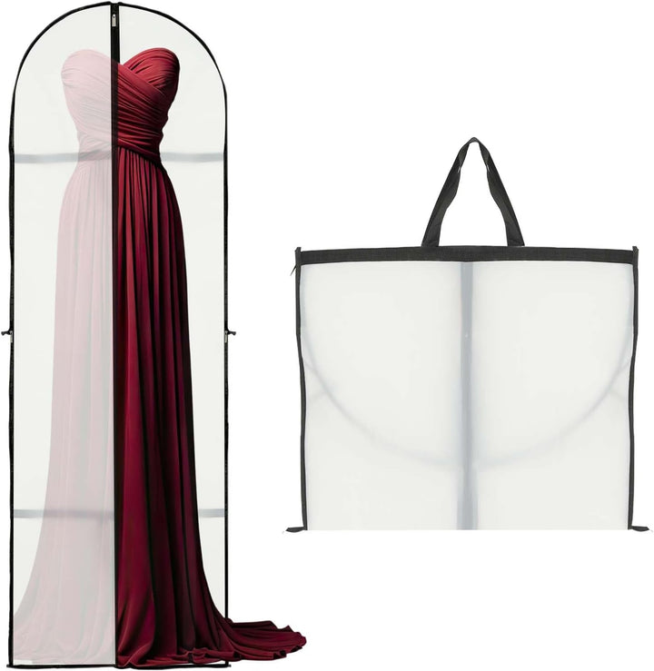 Long garment cover 2-pack for dress & gown storage with zipper. Protects formalwear.