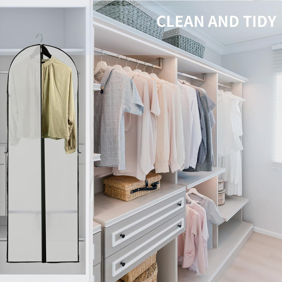 Wardrobe solution: 2-pack long garment covers for dress & gown protection. Ideal for formalwear storage.