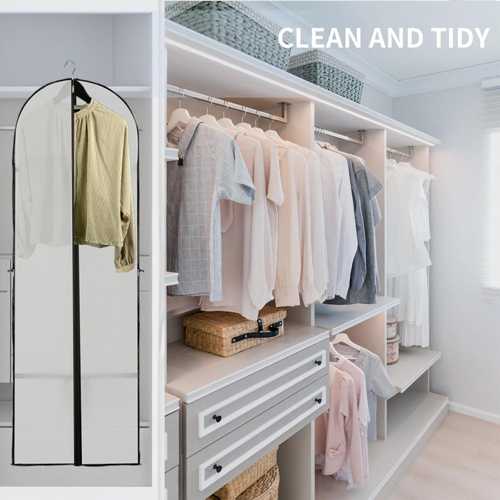 Wardrobe solution: 2-pack long garment covers for dress & gown protection. Ideal for formalwear storage.