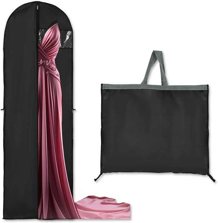 Two long garment covers for dresses & gowns. Zippered storage bag for formalwear, travel & closet.