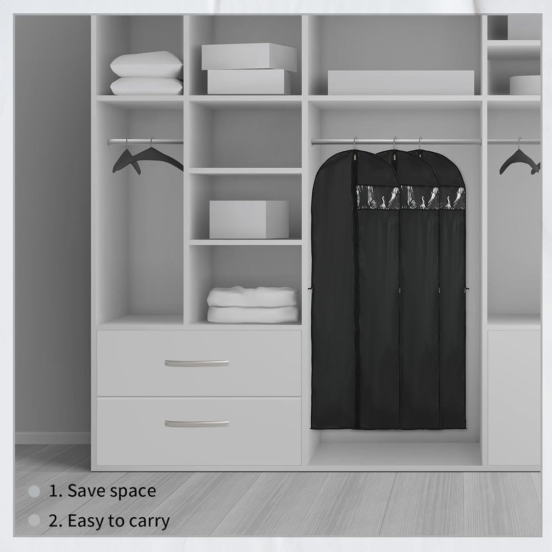 Travel-ready 2-pack long garment cover for dresses, gowns & formalwear. Zippered clothing protection.