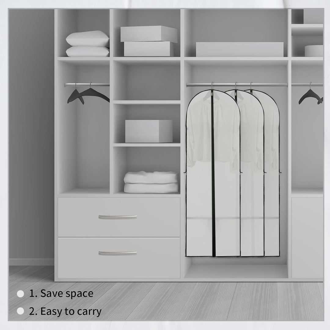 Convenient 2-pack long garment covers for dresses, gowns, suits. Essential closet organization & storage.
