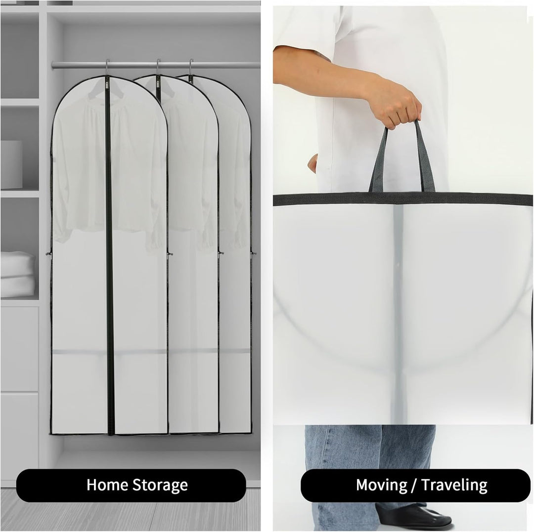 Long clothing storage solution: 2-pack garment covers for dresses, gowns & suits. Keeps garments safe.