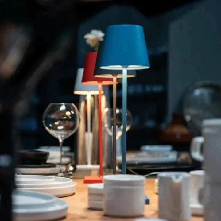 LumoGlow portable LED table lamp for reading or desk work, rechargeable & cordless.