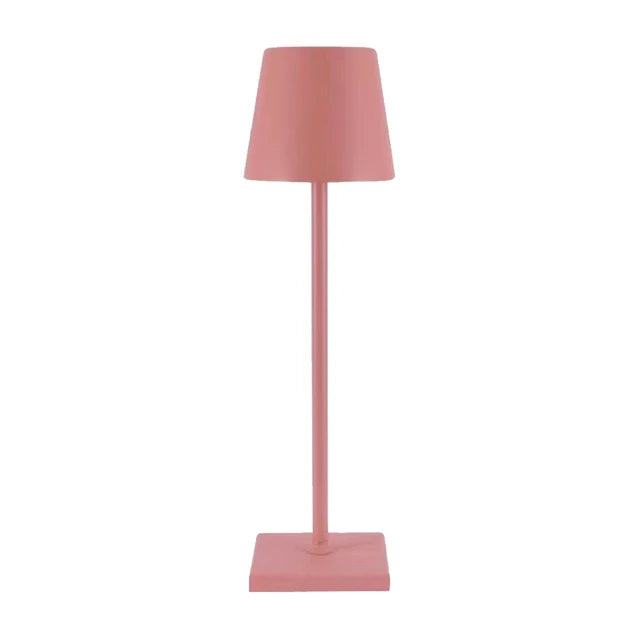Minimalist LumoGlow wireless LED table lamp, modern aesthetic, touch activated lighting.