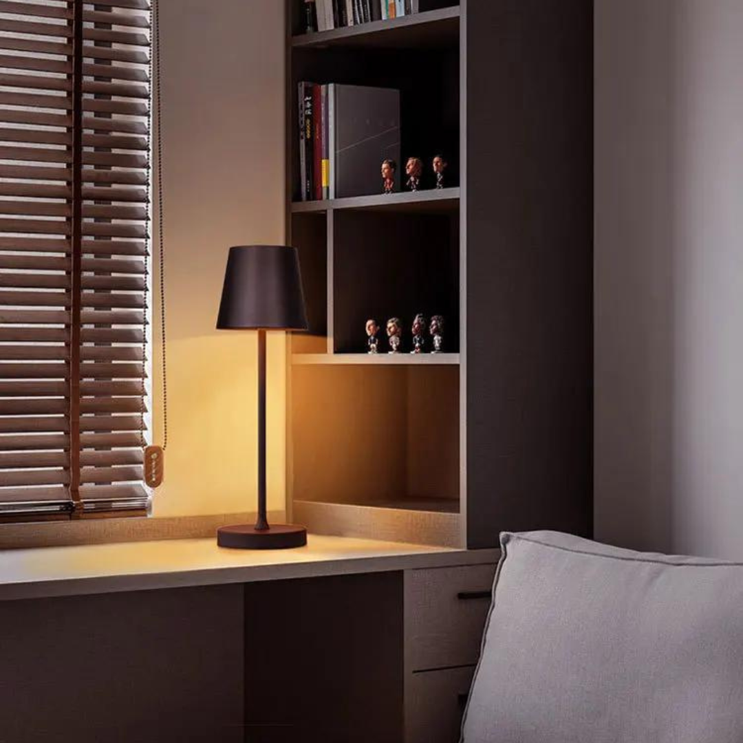 Modern LumoGlow cordless light, a rechargeable LED table lamp perfect for home decor.