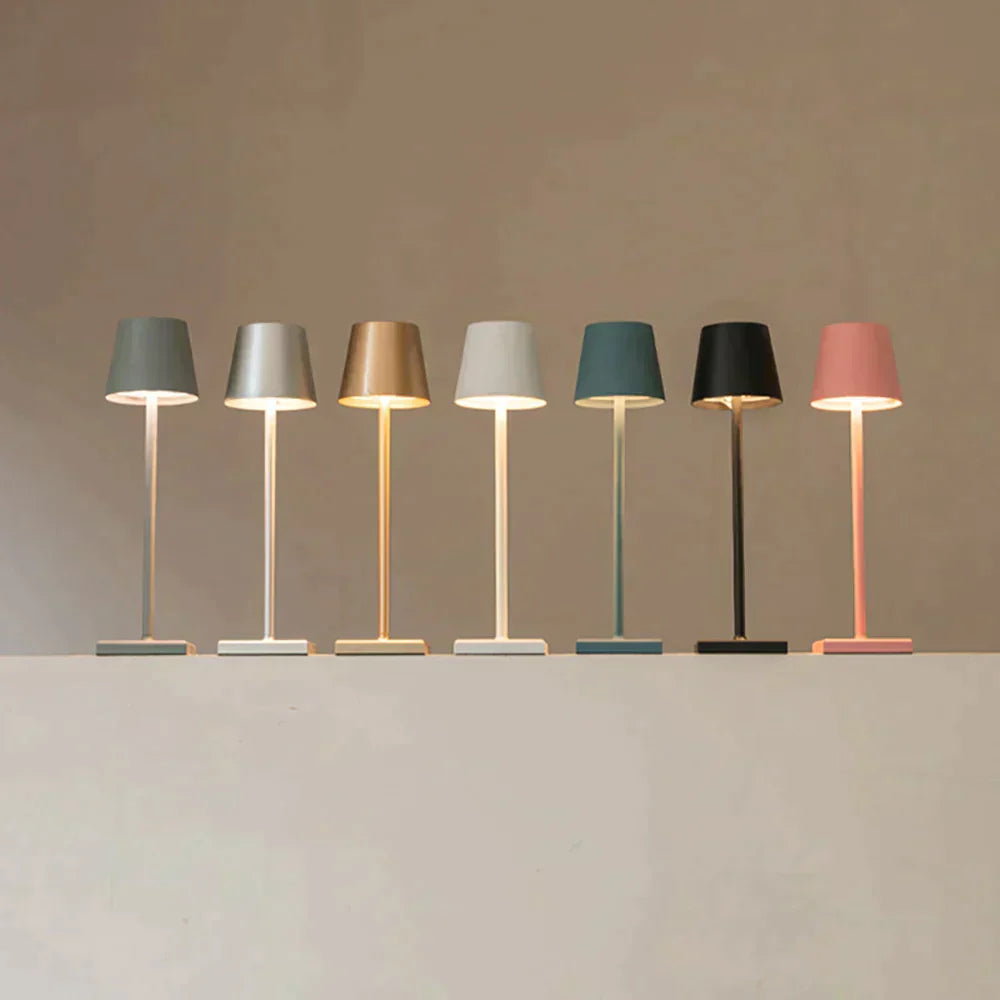 Touch control LumoGlow wireless LED table lamp, USB rechargeable & portable lighting.