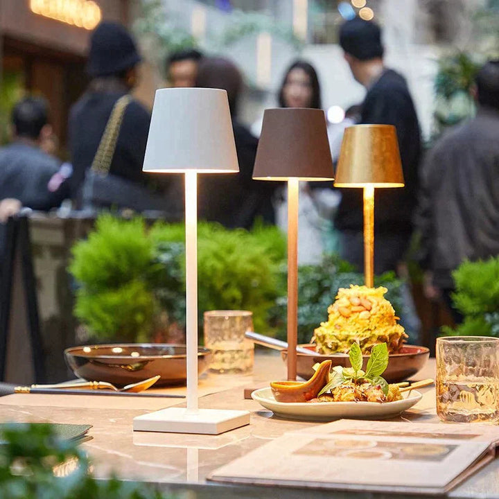 LumoGlow wireless rechargeable LED table lamp with touch control & modern design.