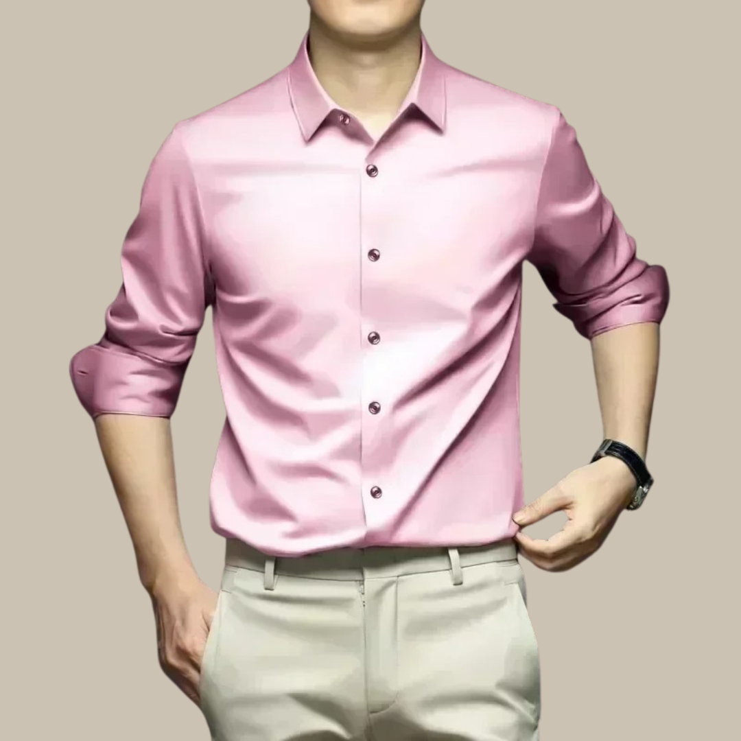 High-quality men's button-up shirt, luxurious casual long sleeve, perfect for modern office.