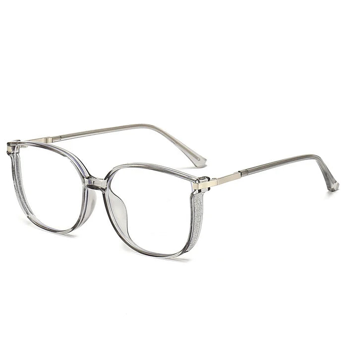 Detailed view: Women's luxurious reading glasses. Comfortable, chic frames, timeless elegance, optical clarity.