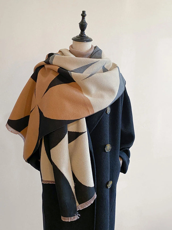 Soft cashmere women's scarf, reversible design offering cozy warmth and sophisticated style.