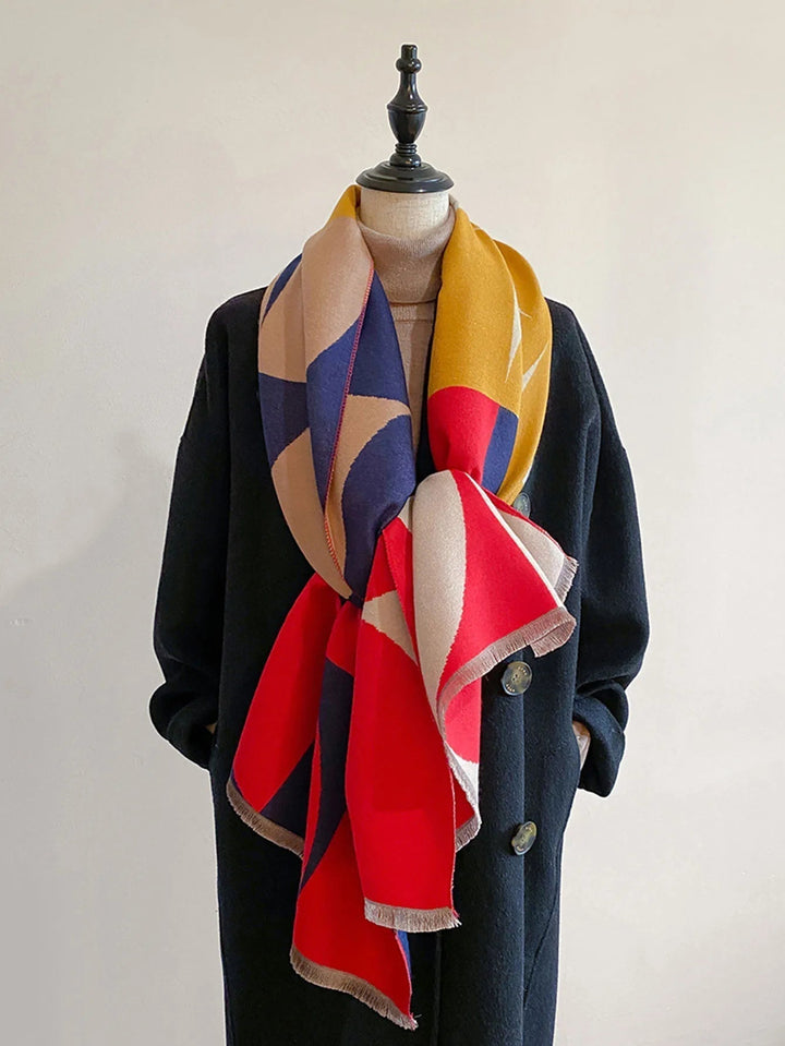 Chic reversible cashmere scarf, a warm and elegant winter accessory for women's style.