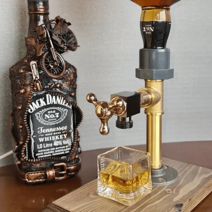 Rustic wooden drink dispenser, a functional beverage tap & stylish accent for your home bar decor.