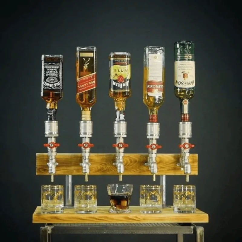 Handcrafted wooden beverage tap, a versatile drink server for cocktails, wine, or juice.