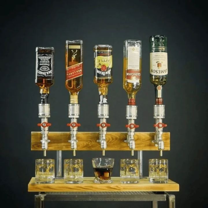 Handcrafted wooden beverage tap, a versatile drink server for cocktails, wine, or juice.