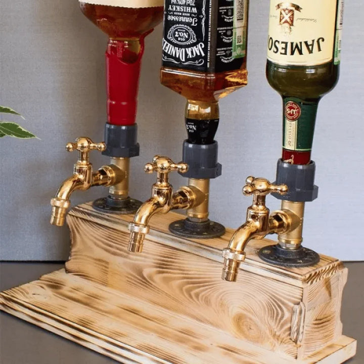 Stunning wooden drink dispenser, an elegant centerpiece for any home bar or party setting.