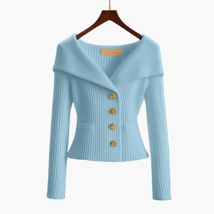 Versatile women's ribbed cardigan for everyday wear. A comfortable long sleeve button-up sweater, ideal for layering.