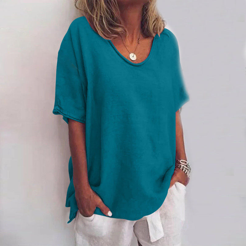 Stylish women's loose blouse, offering comfortable tummy coverage; an elegant & versatile fashion top.