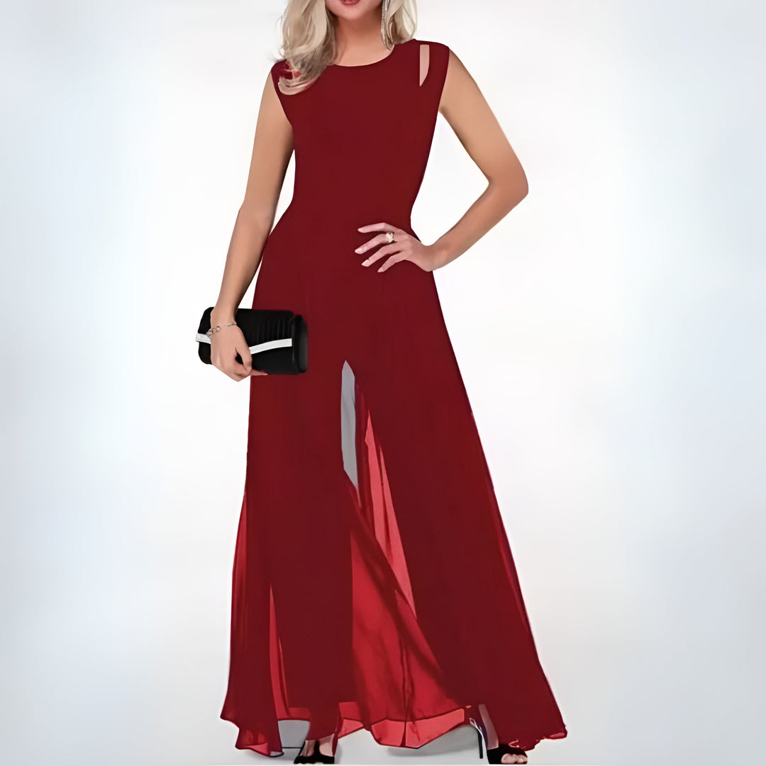 Formal elegant wide-leg Mikky jumpsuit for women, a classy wedding guest outfit & stylish occasion wear.