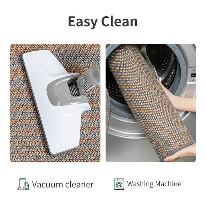 Machine washable woven indoor door mat with a timeless weave pattern, non-slip backing, and plush polypropylene surface.