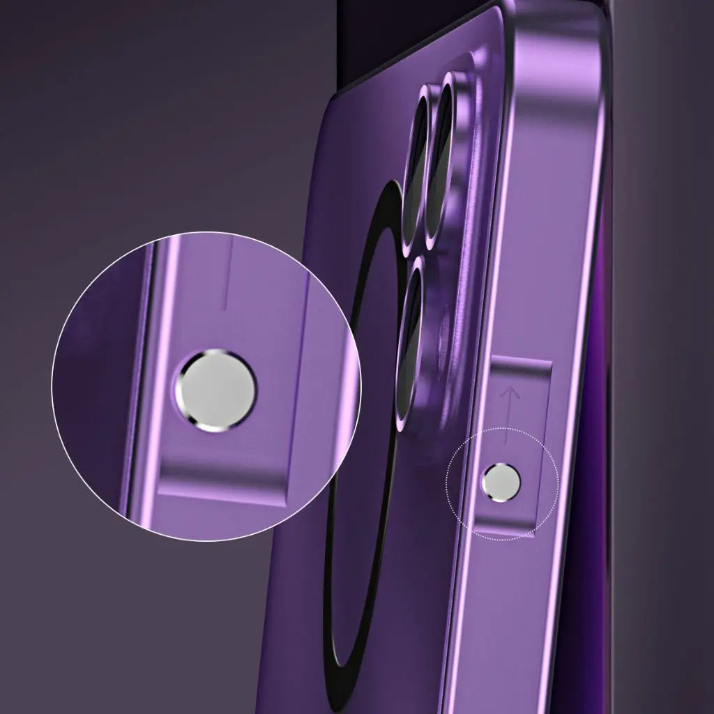 MagSafe compatible magnetic iPhone case, sleek metal frame provides slim & protective fit.