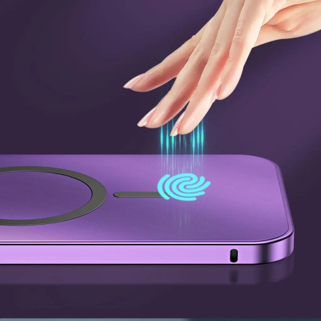 Strong magnetic attachment iPhone case, slim metal design offers robust protective qualities.