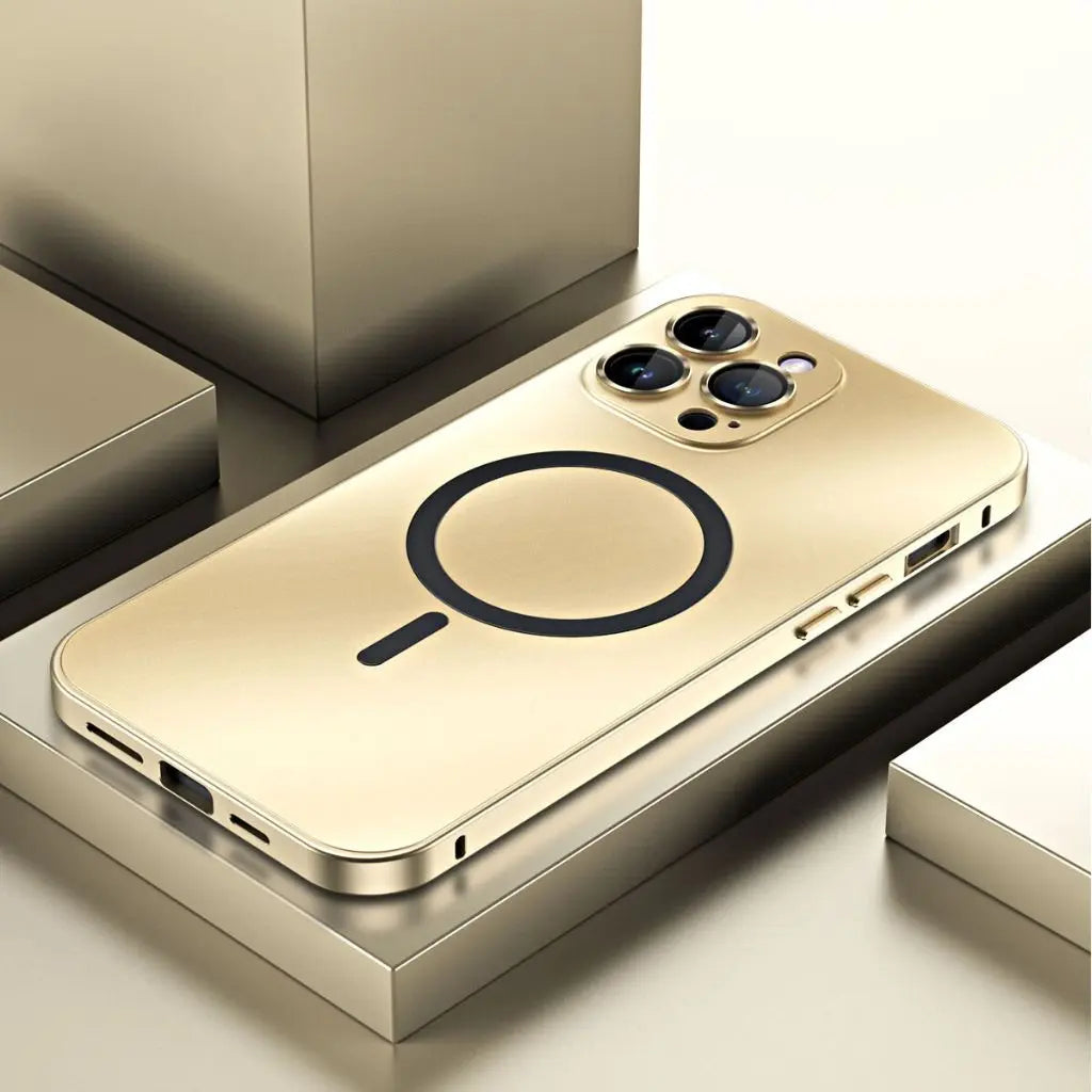 Lightweight slim magnetic metal iPhone case, providing robust protection without adding bulk.
