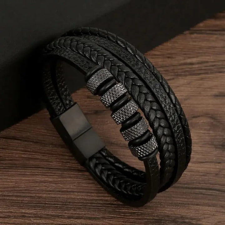 Comfort-fit leather wristband with a strong, secure buckle, ideal for long-lasting, everyday wear by men and women.