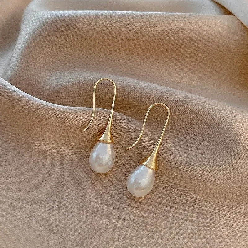 Timeless women's pearl drop earrings, classic elegant jewelry, hypoallergenic & comfortable for all.