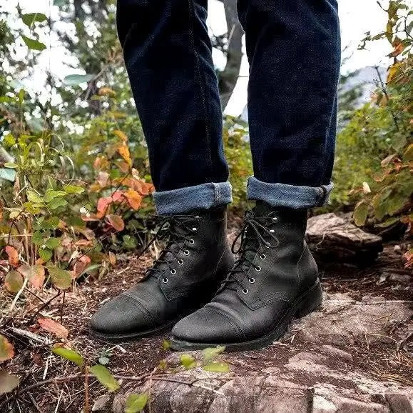 Stylish women's vintage laced ankle boots. Classic elegant footwear, perfect for all-day comfort & fall/winter looks.