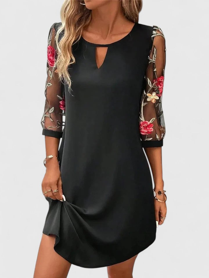 Chic women's navy blue A-line occasion dress, ideal for summer formal events & parties.